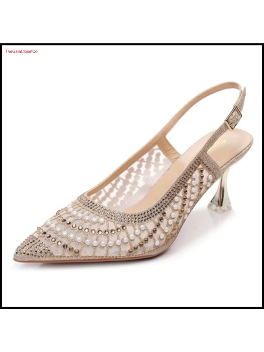 Slingback Kitten Heel Pump Pointed Toe PU Dress Shoe